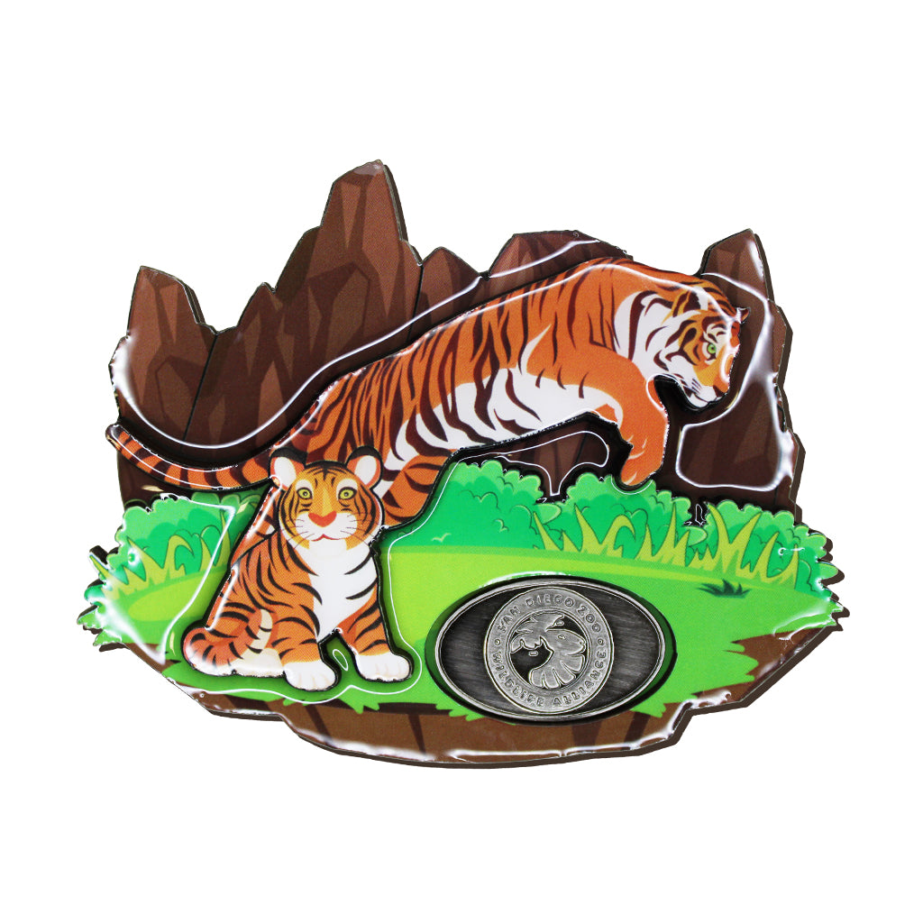 SAN DIEGO ZOO LEAPING TIGER AND CUB MAGNET SDZWA