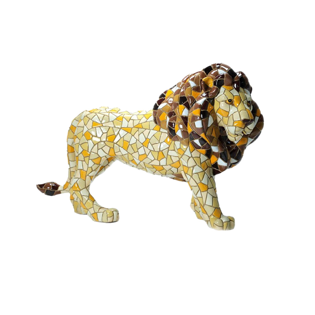 BARCINO MALE LION MOSAIC FIGURINE STATUE 6 INCH