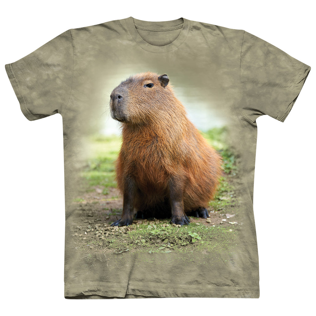 CAPYBARA TIE DIED SAGE GREEN MENS UNISEX TEE CREW NECK